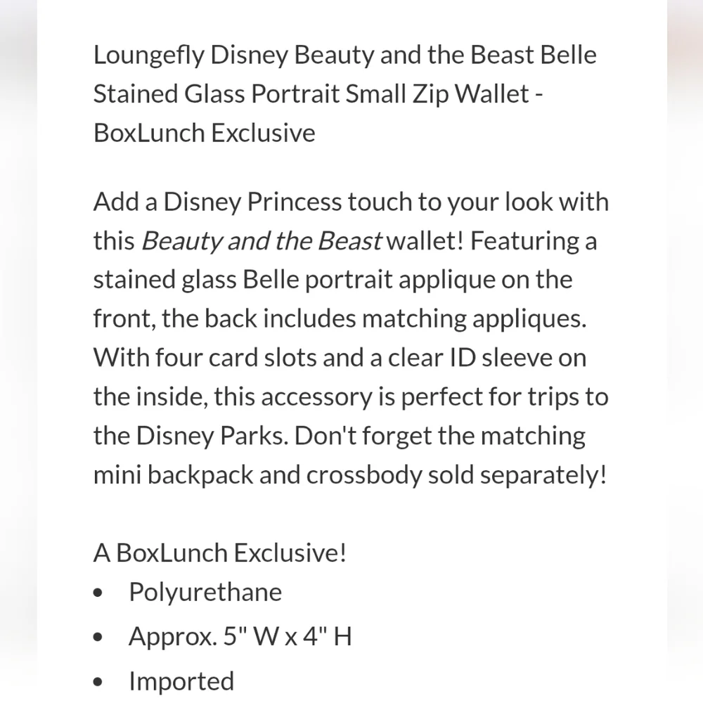 Loungefly Beauty And The Beast Belle Stained Glass Mini Backpack And Wallet